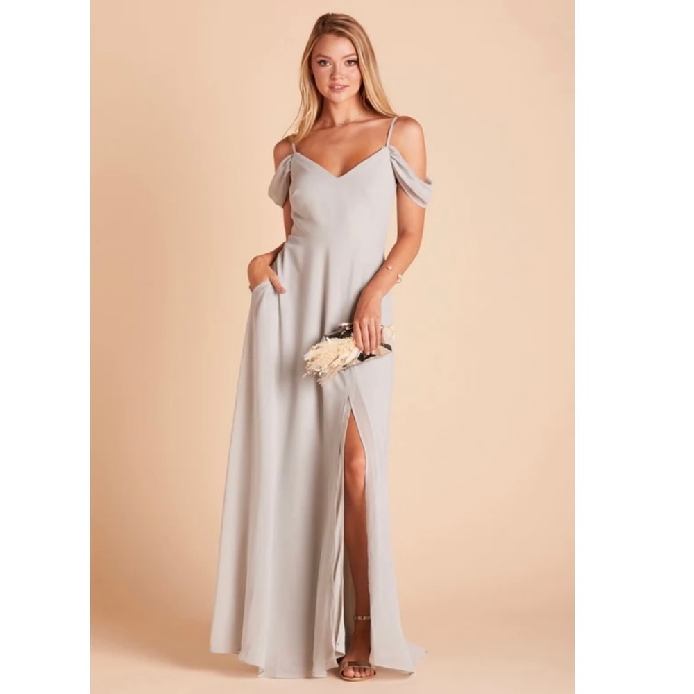 Birdy Grey Devin Convertible Chiffon Bridesmaid’s Dress in Dove Grey - size S